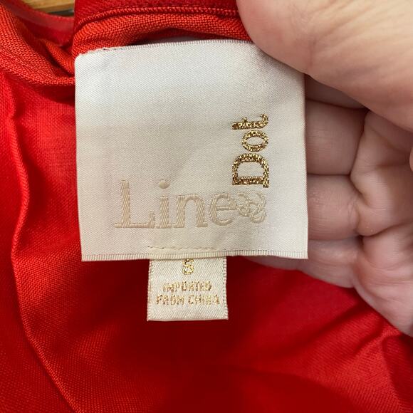 Line & Dot Red Strapless Linen Blend Wide Leg Jumpsuit Size S - Picture 7 of 9